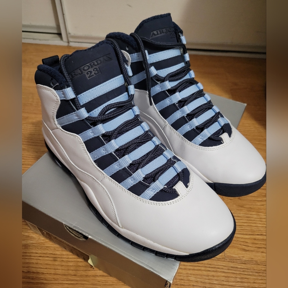 Jordan 10 Retro, Men's White/Obsidian/Ice Blue/Varsity Red